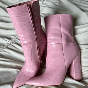 Pink crocodile high booties!